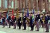 A group of Veteran armed forces men on the Flag Market in Preston