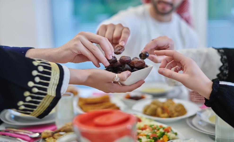 Ramadan Muslim family having iftar together during Ramadan.