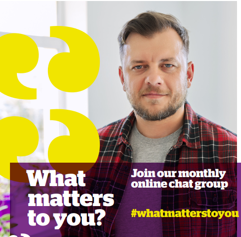 What matters to you A young man with the words what matters to you around him